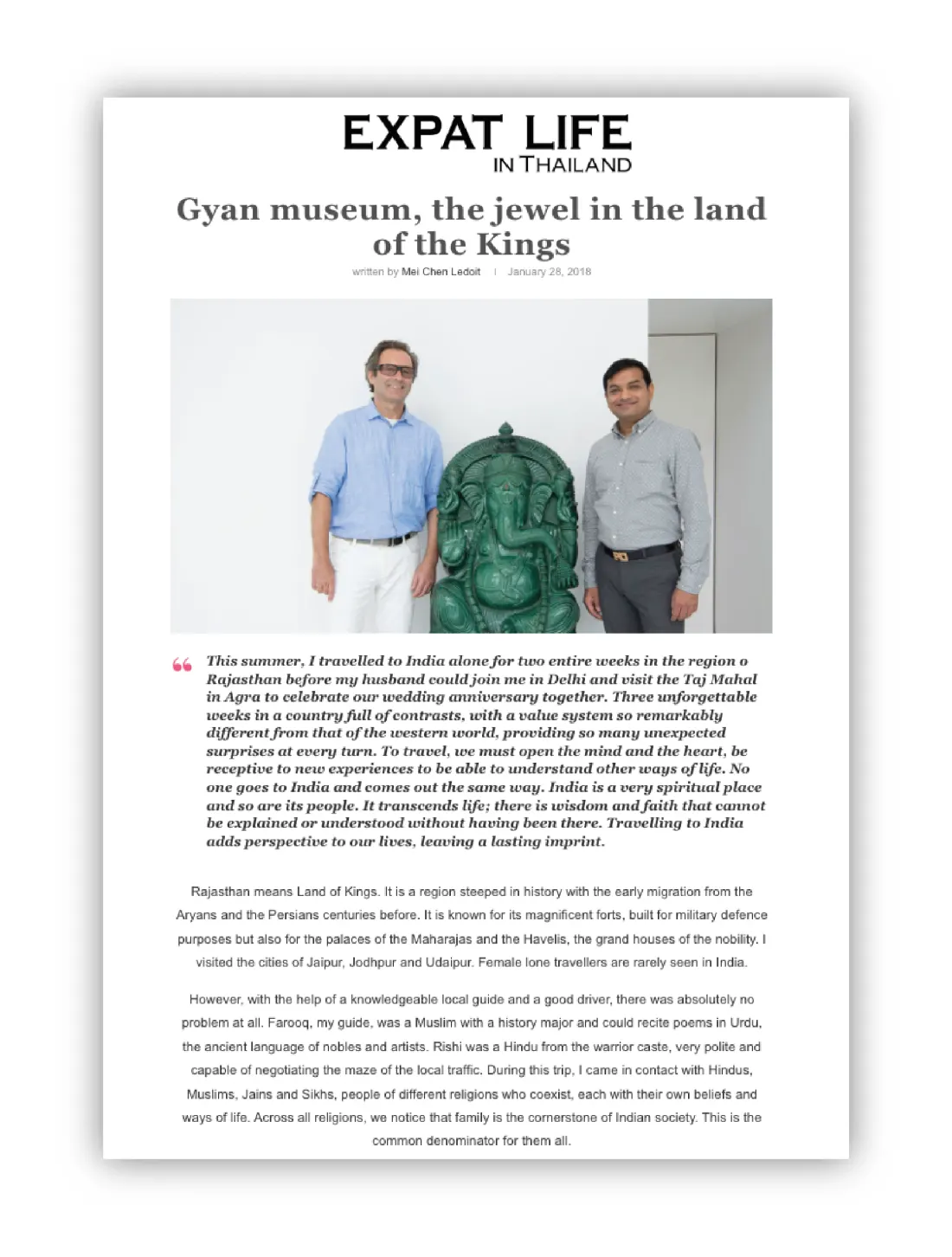 Expat Life in Thailand — the museum’s copy of the coverage